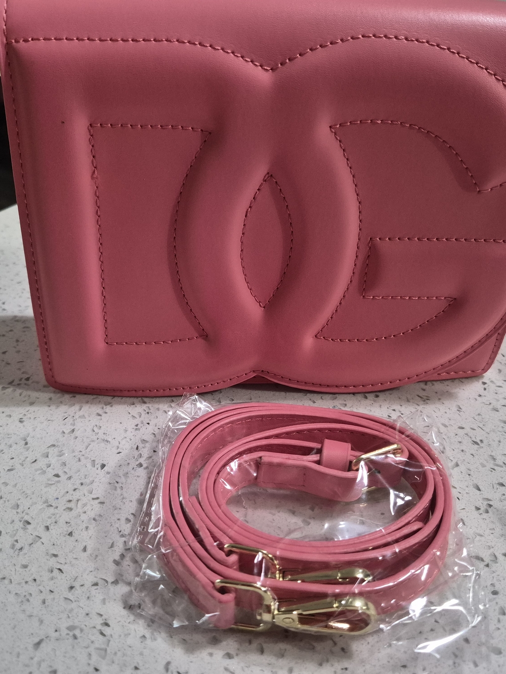 Pink Embossed Logo Crossbody Bag